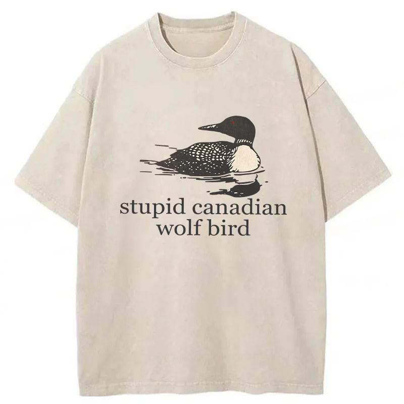 Tokyoviva Stupid Canadian Wolf Bird Washed T-shirt