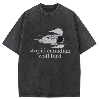 Tokyoviva Stupid Canadian Wolf Bird Washed T-shirt