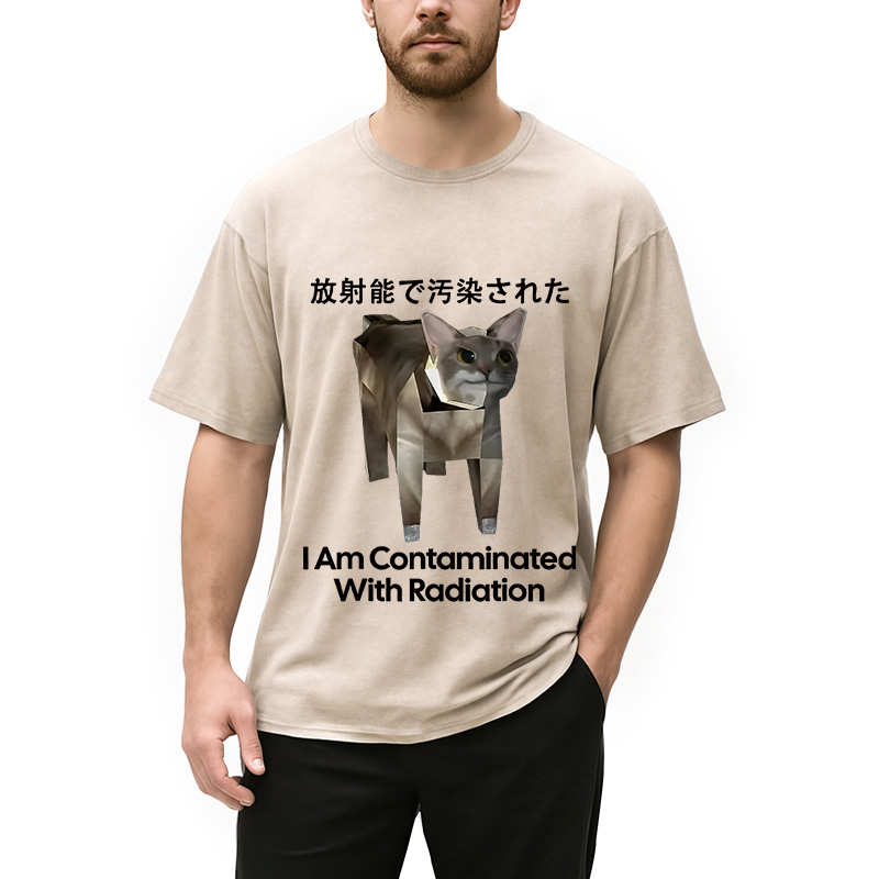 I Am Contaminated With Radiation Cat Meme Washed T-Shirt