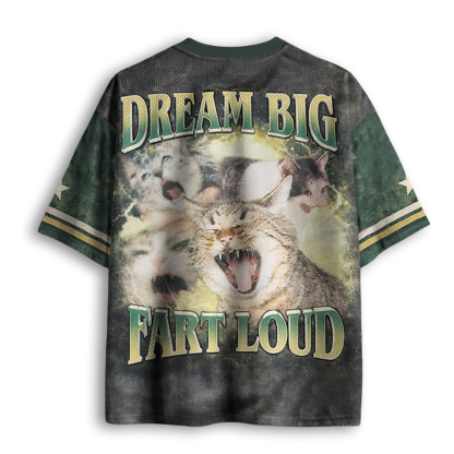 Baddiecat Funny Cat Dream Big Fart Loud Mesh Jersey
