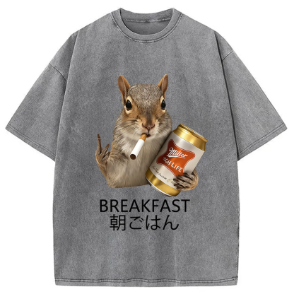 Funny Breakfast Washed T-Shirt