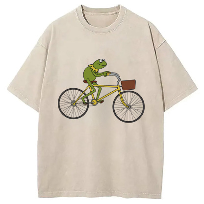 Kermit Riding A Bike Washed T-Shirt
