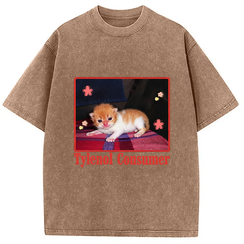 Tylenol Cat Meme Washed T-Shirt