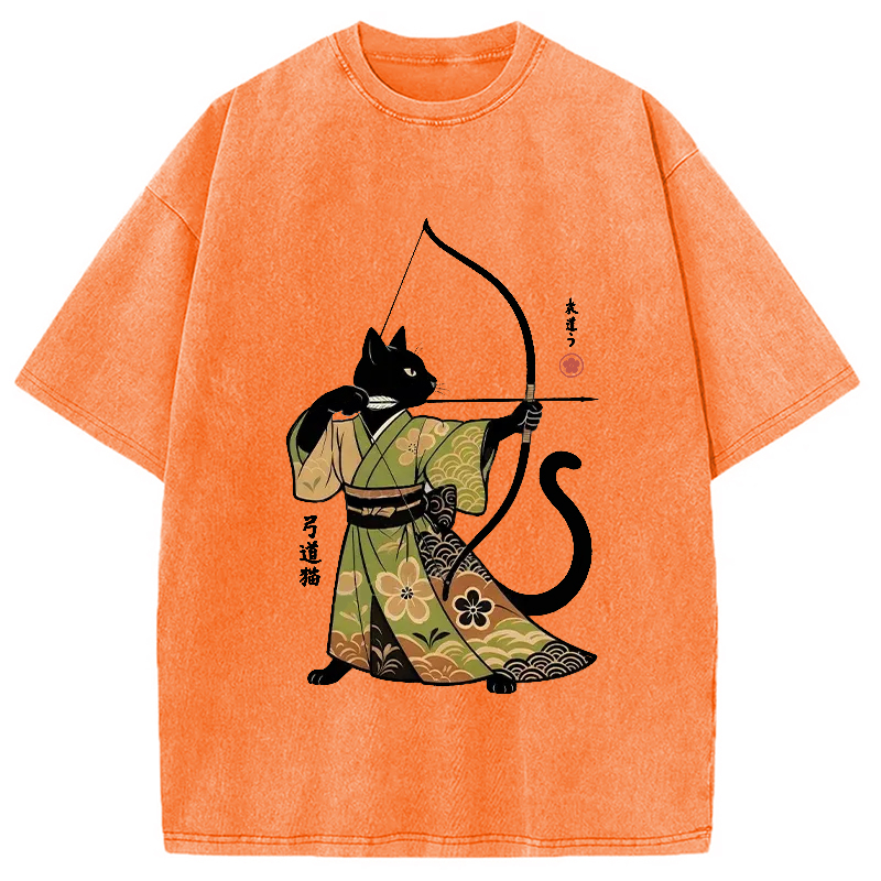 Japan Cat Archery Washed T-Shirt