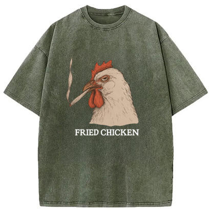 Fried Chicken 420 Smoking Meme Washed T-Shirt