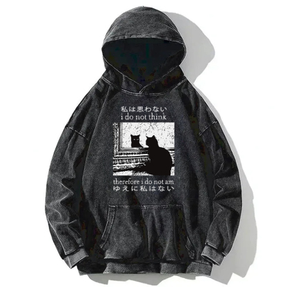Thinking Cat Washed Hoodie