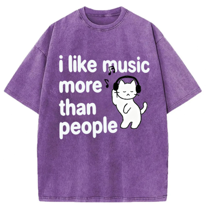 Tokyoviva I Like Music More Than People Washed T-shirt