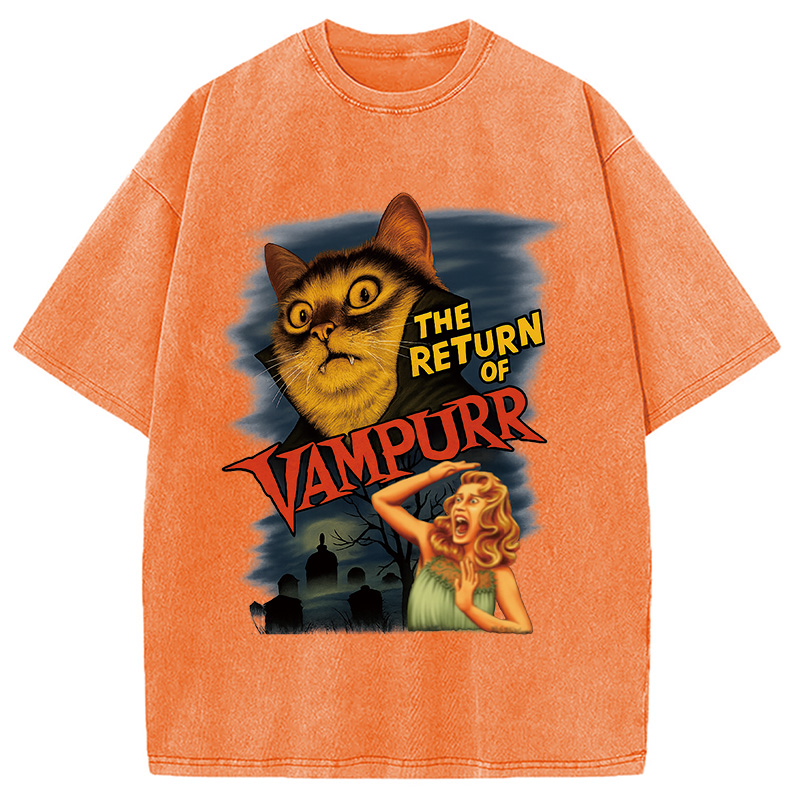 The Return of Vampurr The Halloween Cat Washed T-Shirt