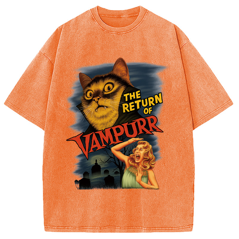 The Return of Vampurr The Halloween Cat Washed T-Shirt