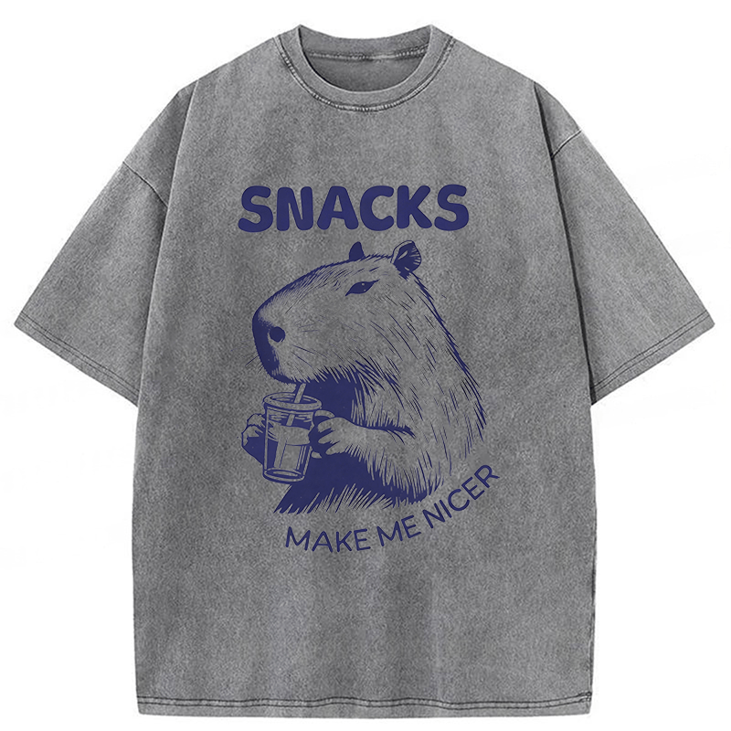 Tokyoviva Capybara Eating Snacks Washed T-shirt