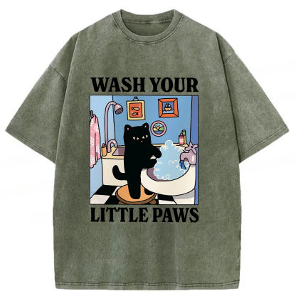 Tokyoviva Cleaning Black Cat Washed T-shirt