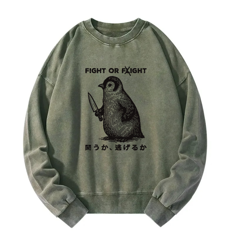 Funny Fight Or Flight Washed Sweatshirt