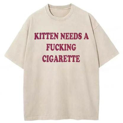 Tokyoviva Kitten Needs A Cigarette Washed T-shirt