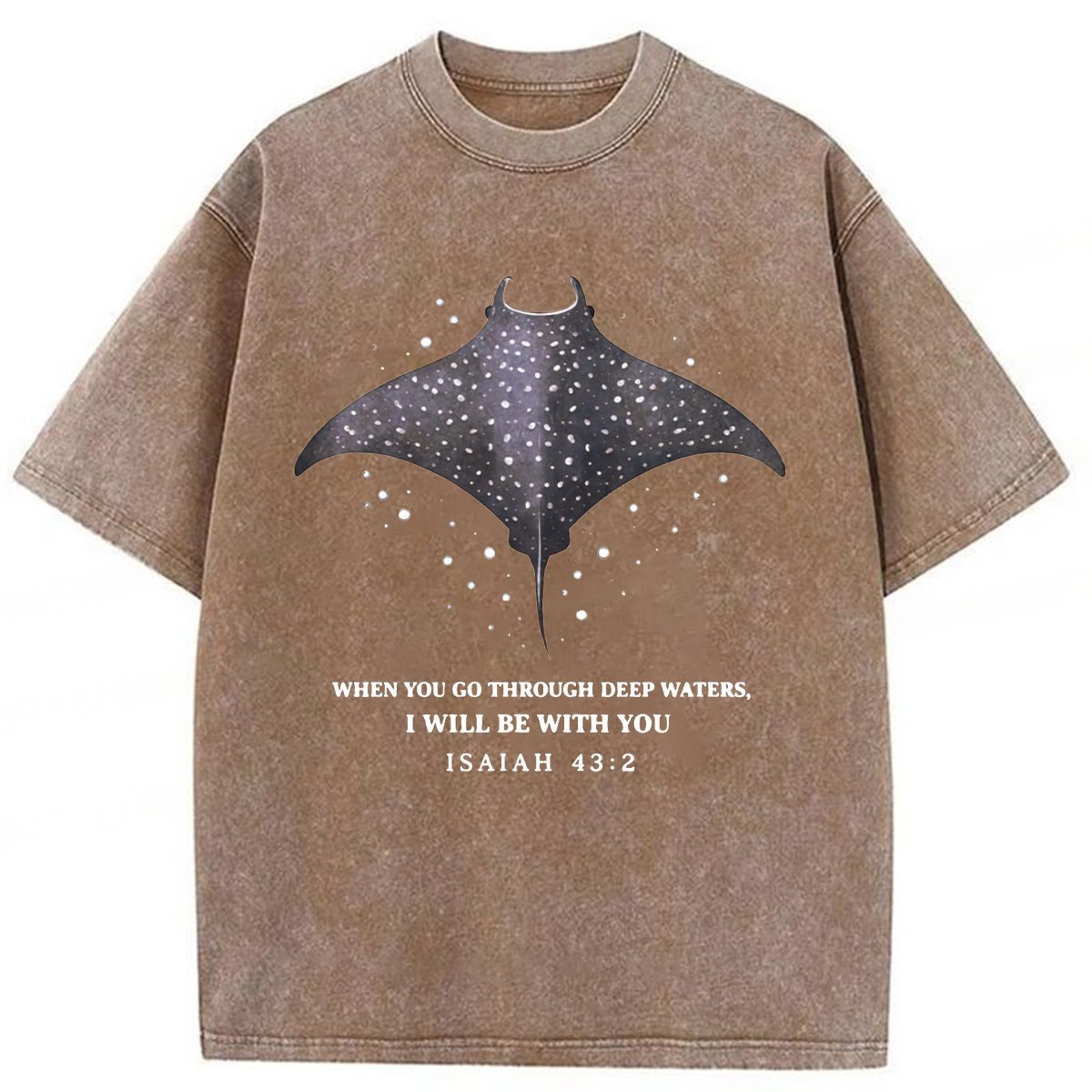 Tokyoviva Isaiah 43.2 Bible Verse Christian Washed T-shirt