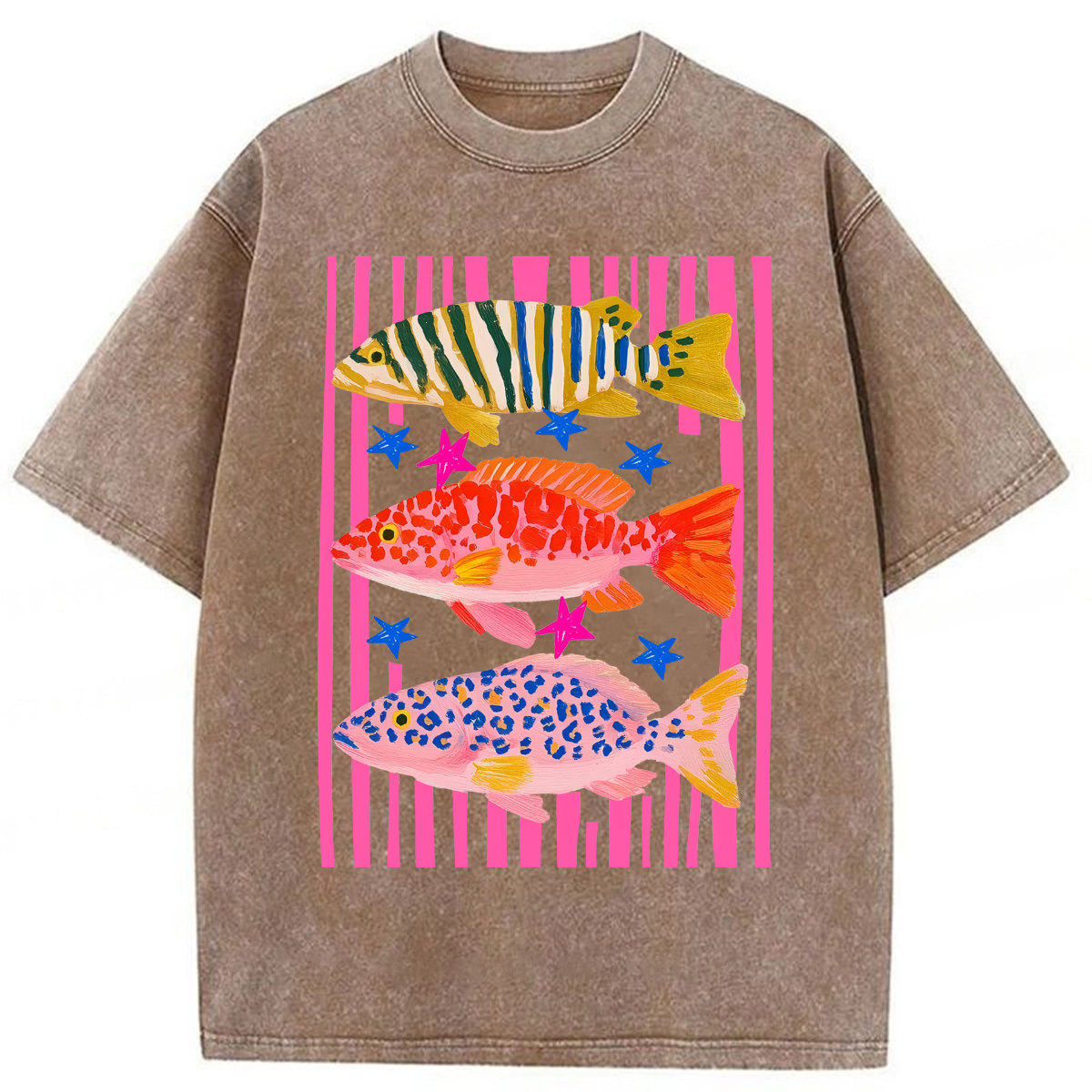 Tokyoviva Summer Preppy Fish Washed T-shirt