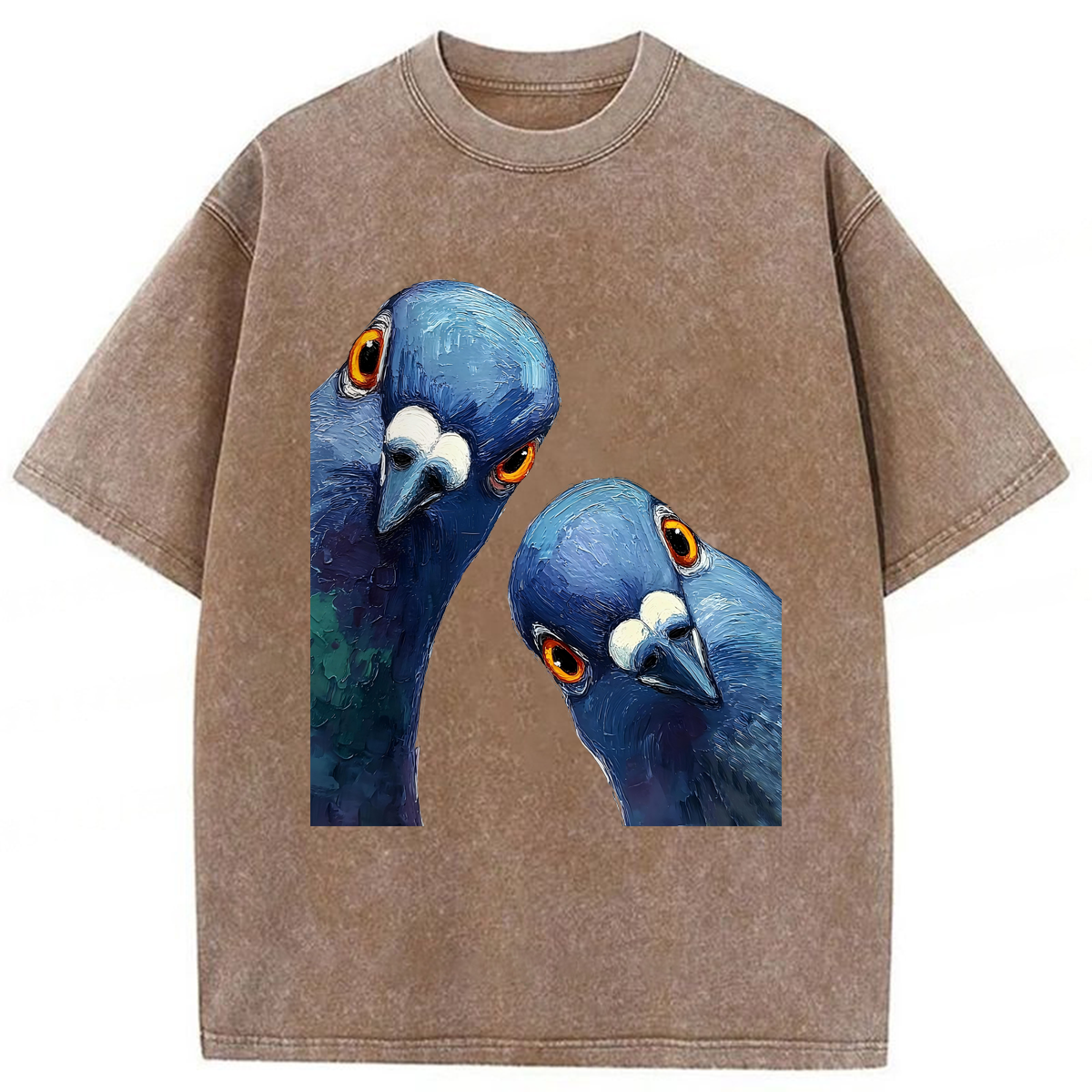 Tokyoviva Whimsical Pigeons Washed T-shirt