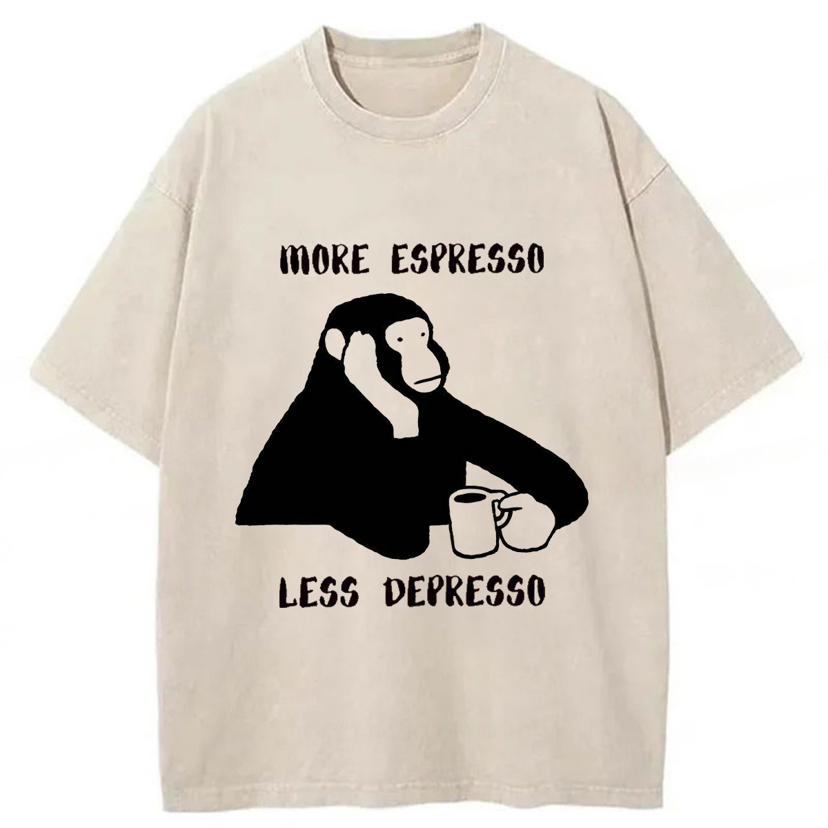 Tokyoviva Monkey With A Coffee Mug Washed T-shirt