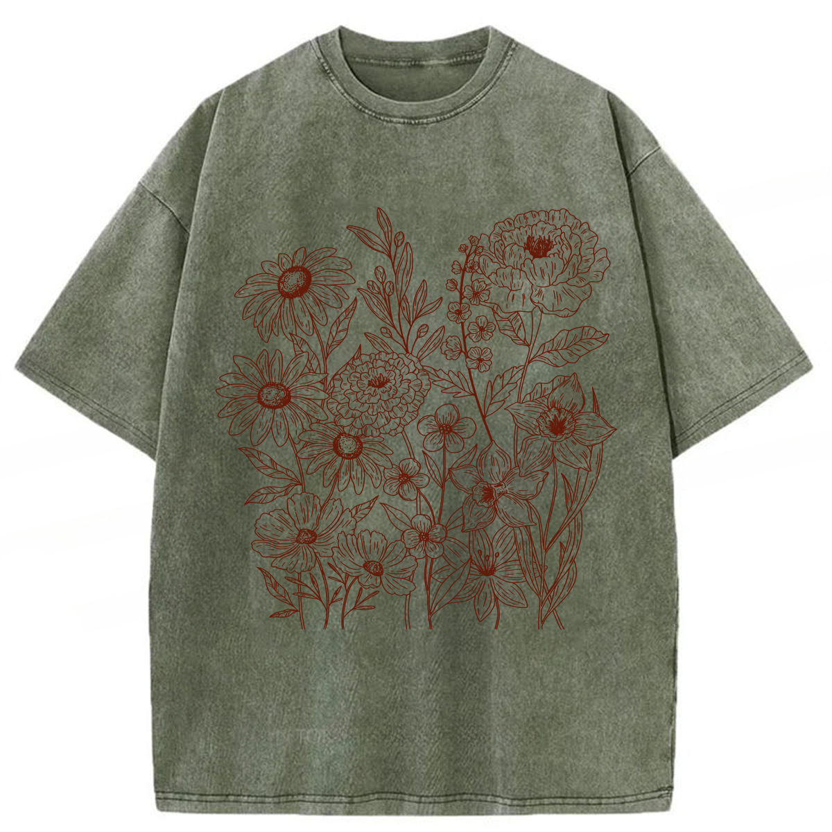 Tokyoviva Vintage Pressed Flowers Washed T-shirt