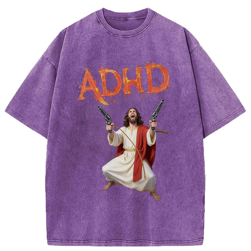 Tokyoviva Jesus Adhd Funny Washed T-Shirt