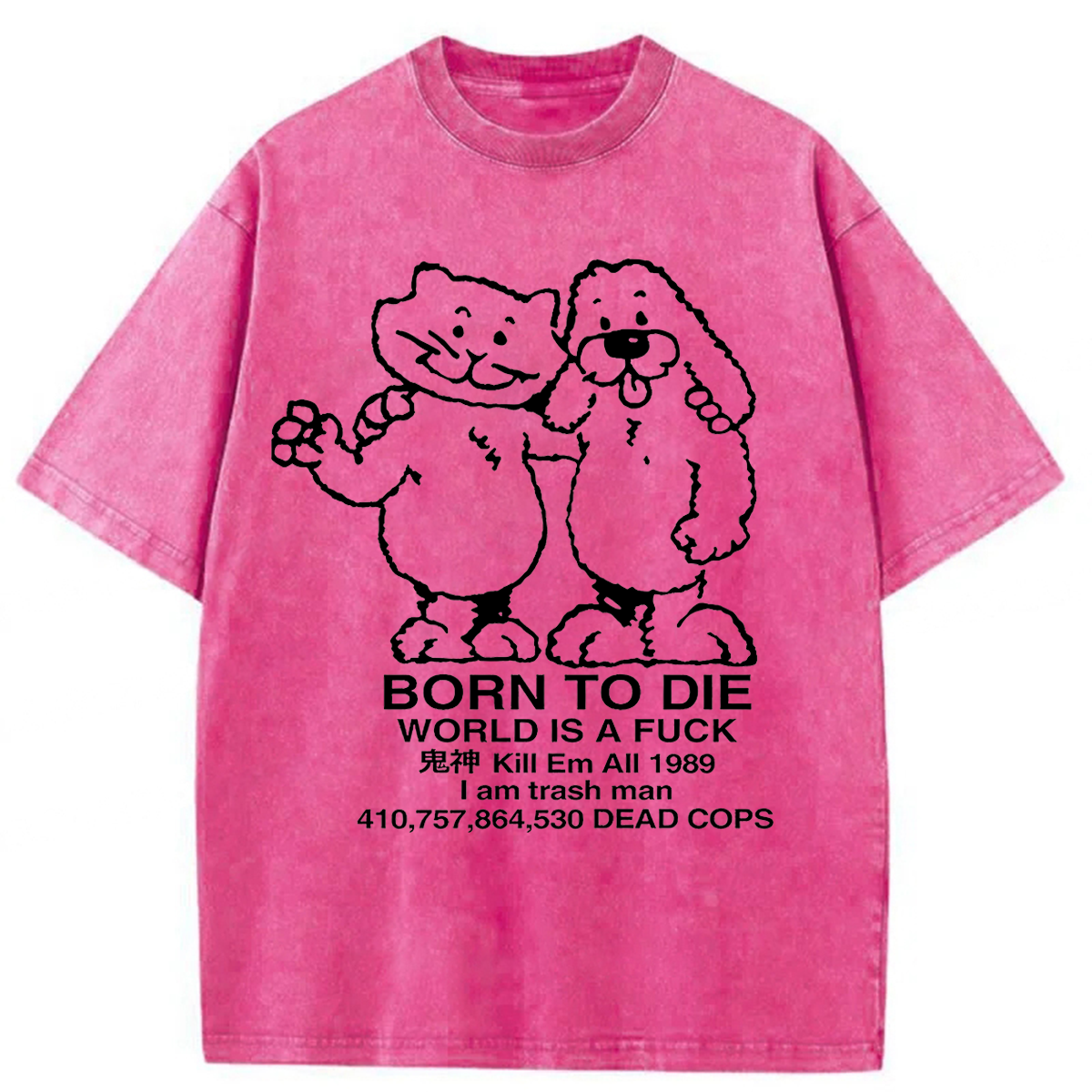 Tokyoviva Cursed Sad Cartoon Friends Born to Die Washed T-shirt