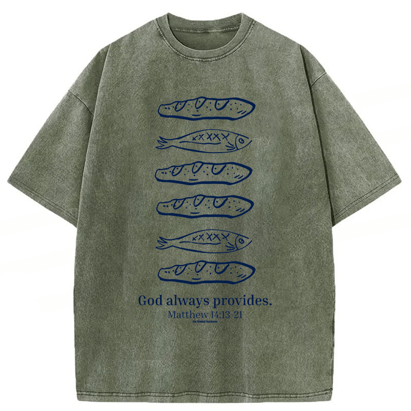 Tokyoviva Loaves And Fishes Bible Verse Washed T-shirt
