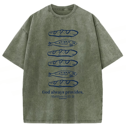 Tokyoviva Loaves And Fishes Bible Verse Washed T-shirt
