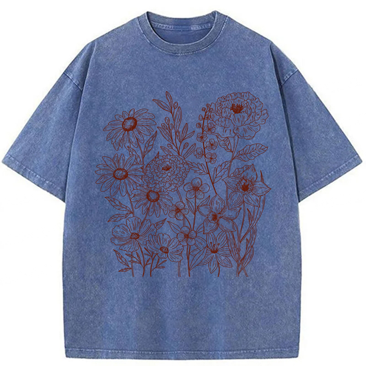 Tokyoviva Vintage Pressed Flowers Washed T-shirt