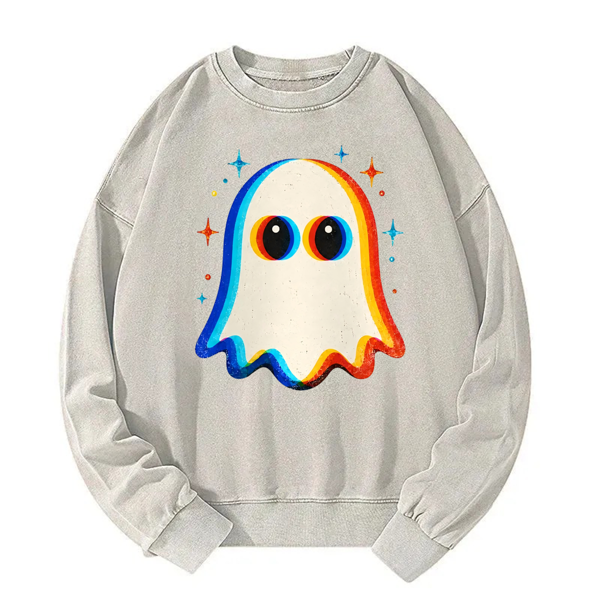 Tokyoviva Rainbow Outline Ghost Starburst Washed Sweatshirt