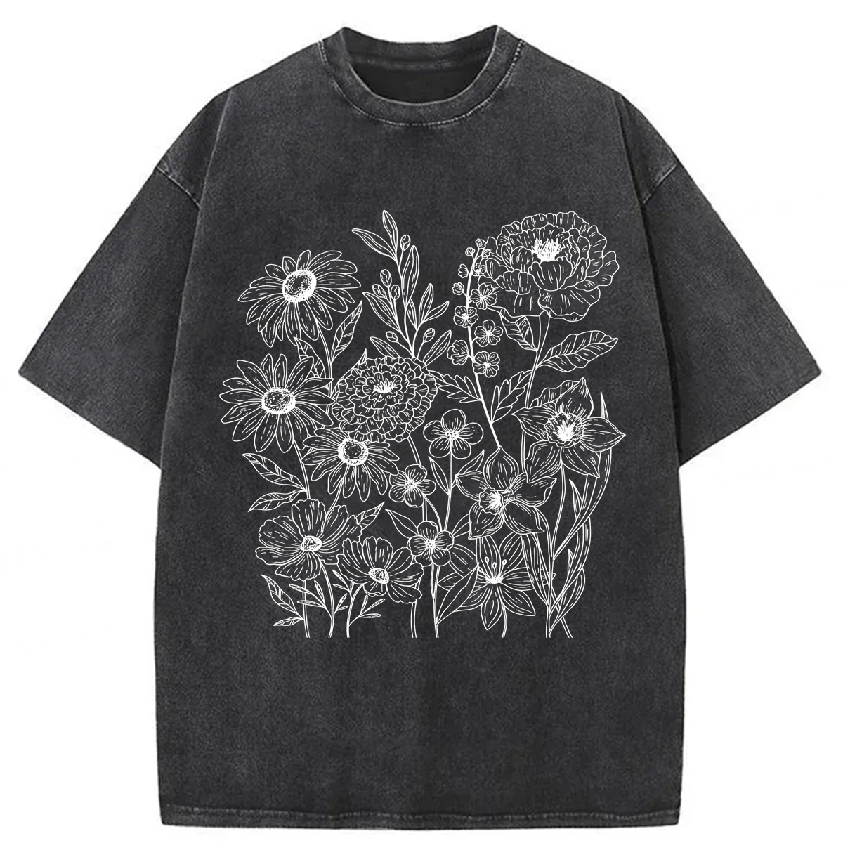 Tokyoviva Vintage Pressed Flowers Washed T-shirt