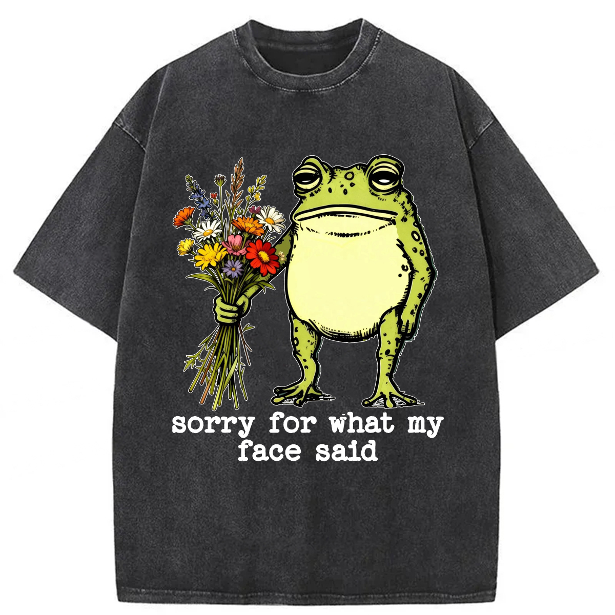 Tokyoviva Sorry For What My Face Said Frog Washed T-shirt