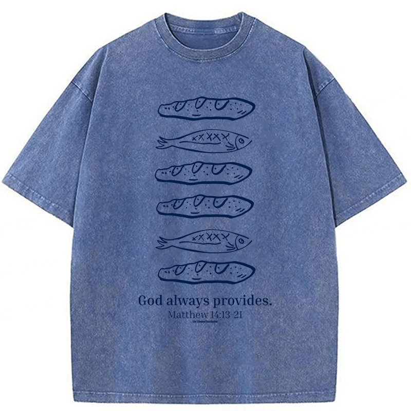 Tokyoviva Loaves And Fishes Bible Verse Washed T-shirt