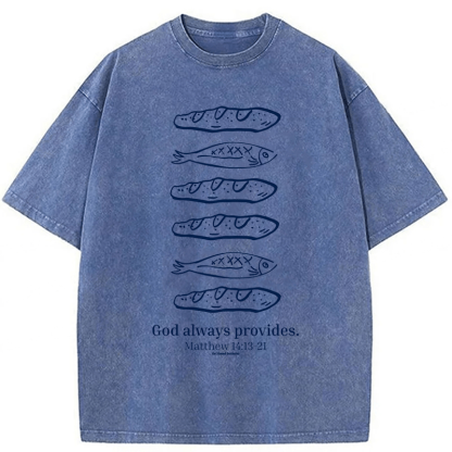 Tokyoviva Loaves And Fishes Bible Verse Washed T-shirt