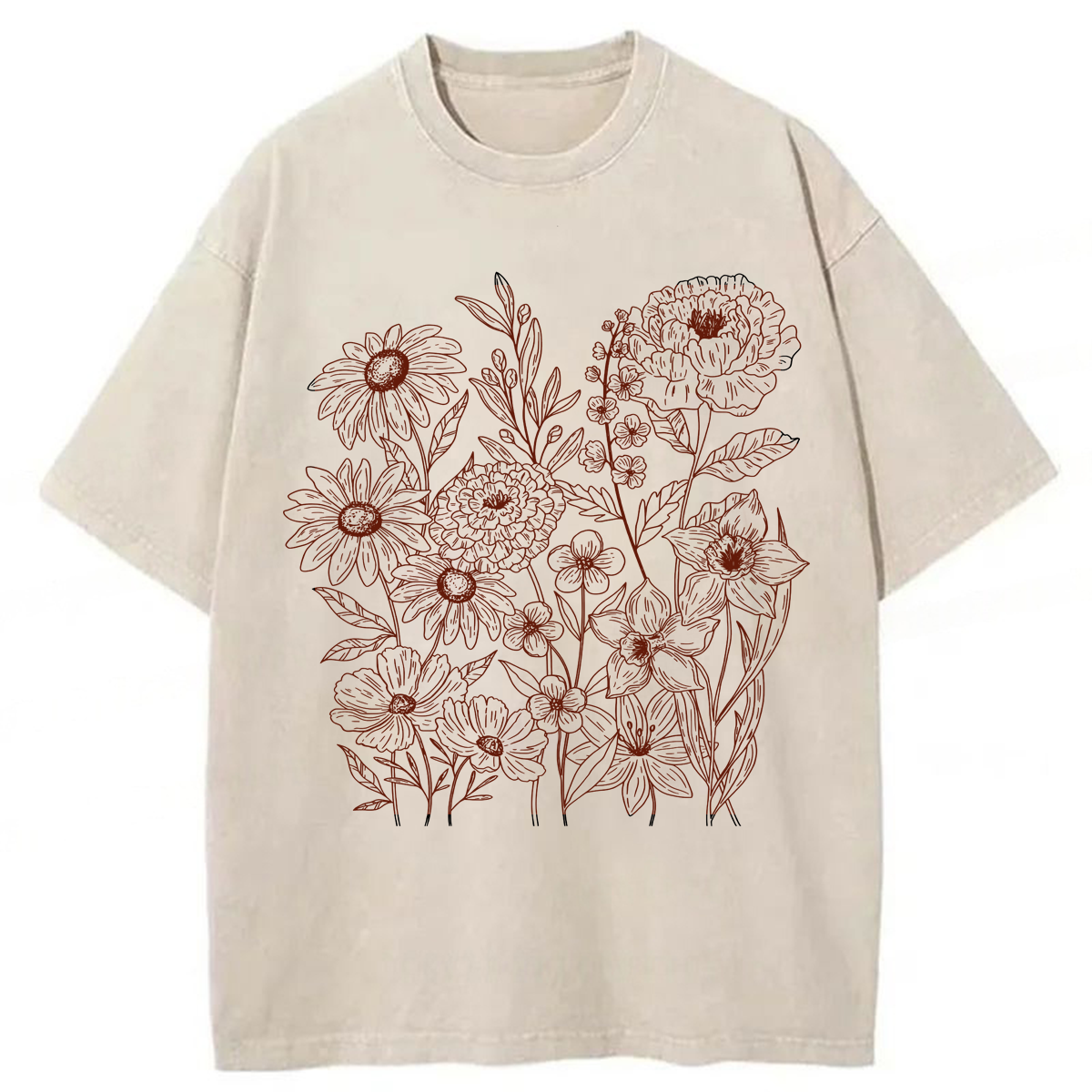 Tokyoviva Vintage Pressed Flowers Washed T-shirt