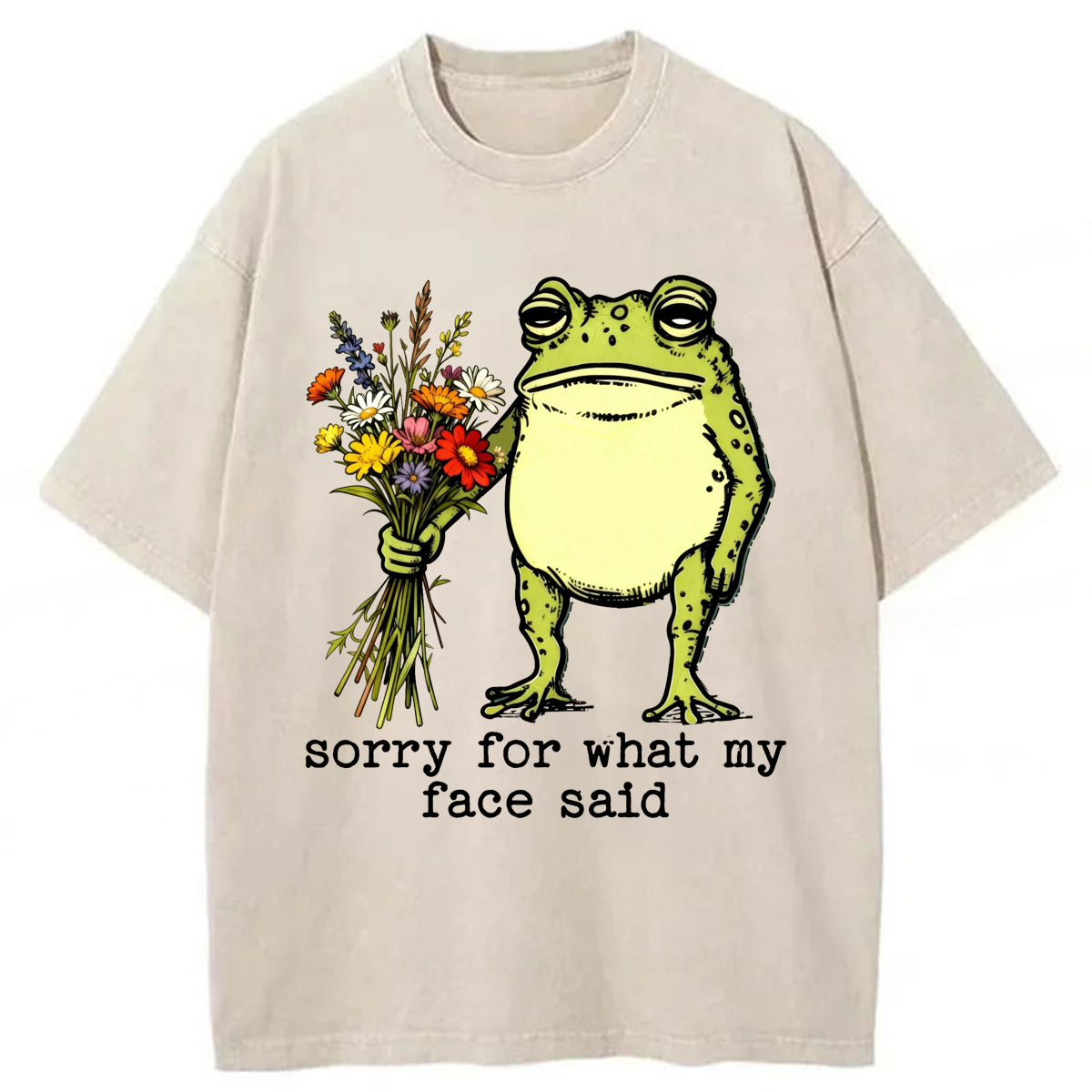 Tokyoviva Sorry For What My Face Said Frog Washed T-shirt