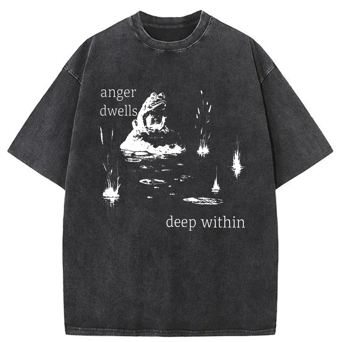 Tokyoviva Anger Dwells Deep Within Frog Meme Washed T-shirt