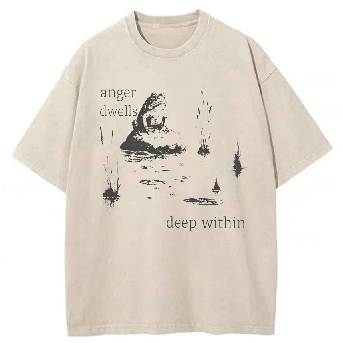 Tokyoviva Anger Dwells Deep Within Frog Meme Washed T-shirt
