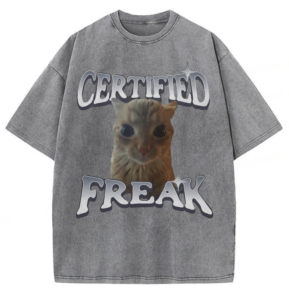 Tokyoviva Certified Freak Funny Cat Washed T-shirt