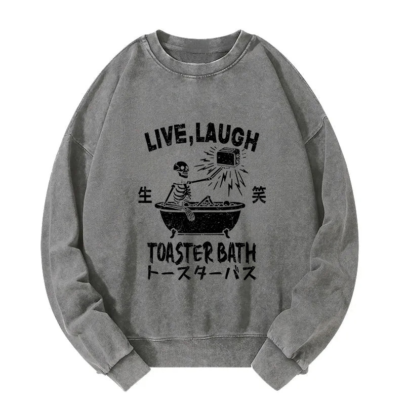 Funny Electric Shock Skeleton Washed Sweatshirt