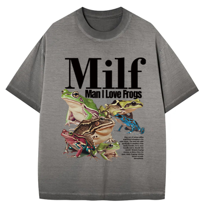 Man I Love Frogs Meme Gradient Washed T-Shirt