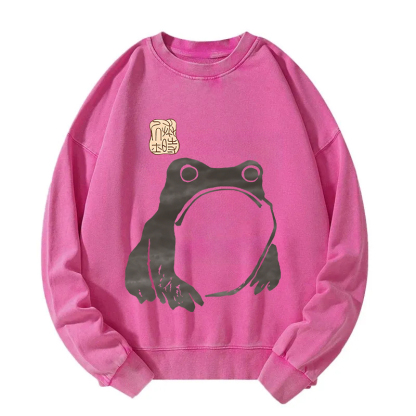 Matsumoto Hoji Woodblock Print Frog Washed Sweatshirt