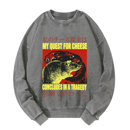 My Quest For Cheese Rat Japanese Washed Sweatshirt