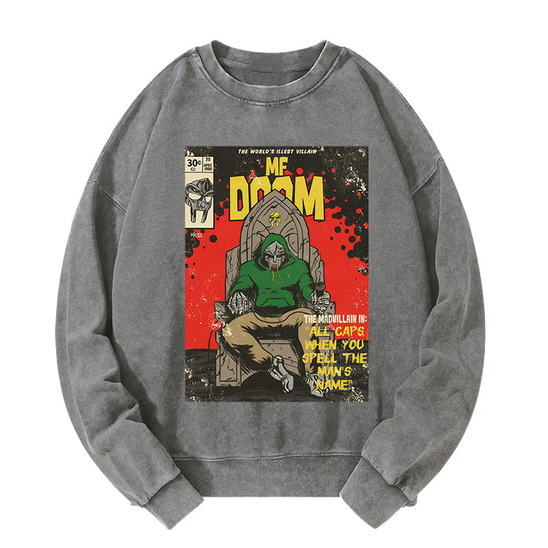 Rapper Doom Hip Hop Washed Sweatshirt