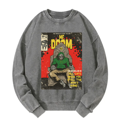 Rapper Doom Hip Hop Washed Sweatshirt