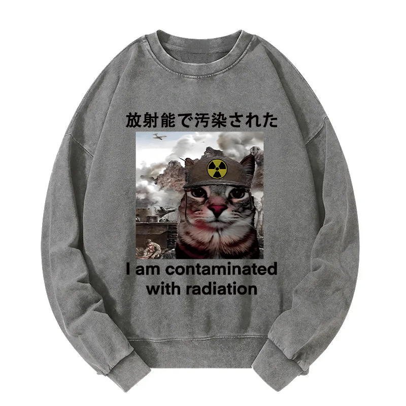 Cat Suffering From Nuclear Radiation Washed Sweatshirt