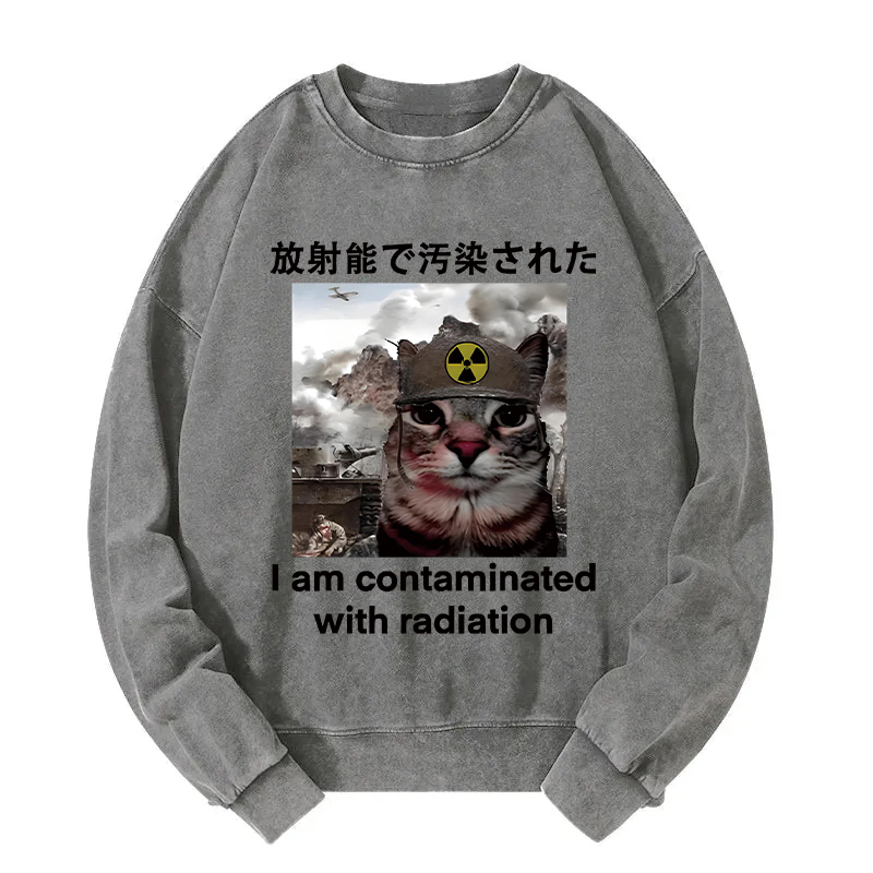 Cat Suffering From Nuclear Radiation Washed Sweatshirt