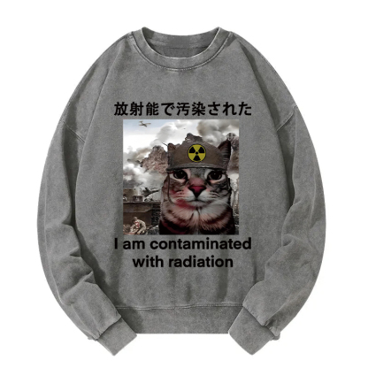 Cat Suffering From Nuclear Radiation Washed Sweatshirt