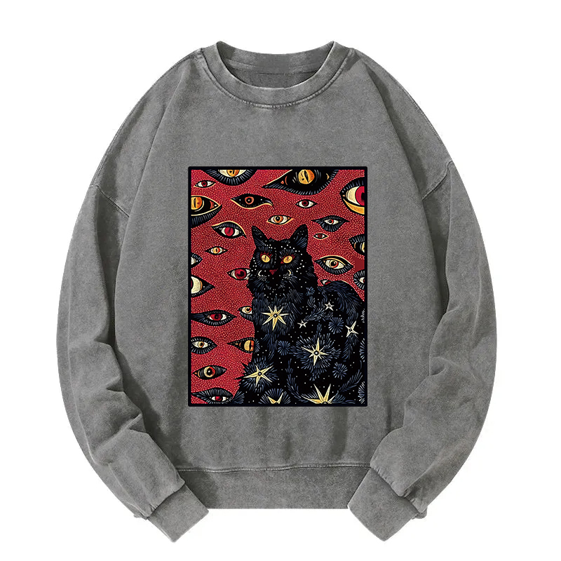 Mysterious Cat Washed Sweatshirt