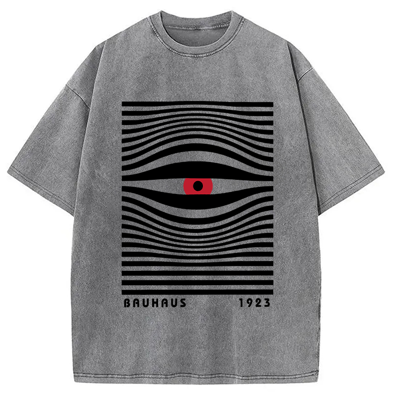 Geometric Eyes Printed Washed T-Shirt