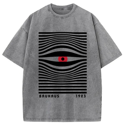 Geometric Eyes Printed Washed T-Shirt