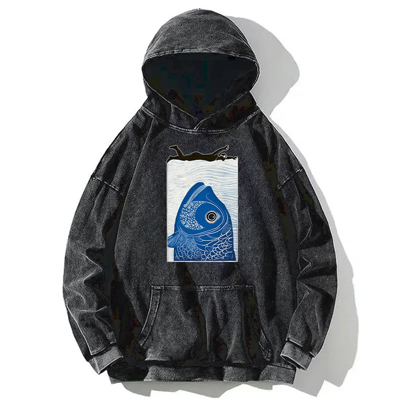 Lurking Fish Danger Washed Hoodie